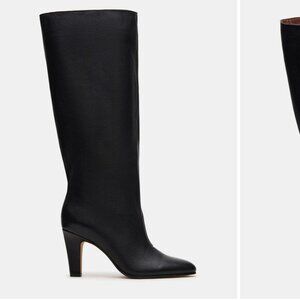Steve Madden Rizk Boot in Black Leather knee high heel boots